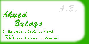 ahmed balazs business card